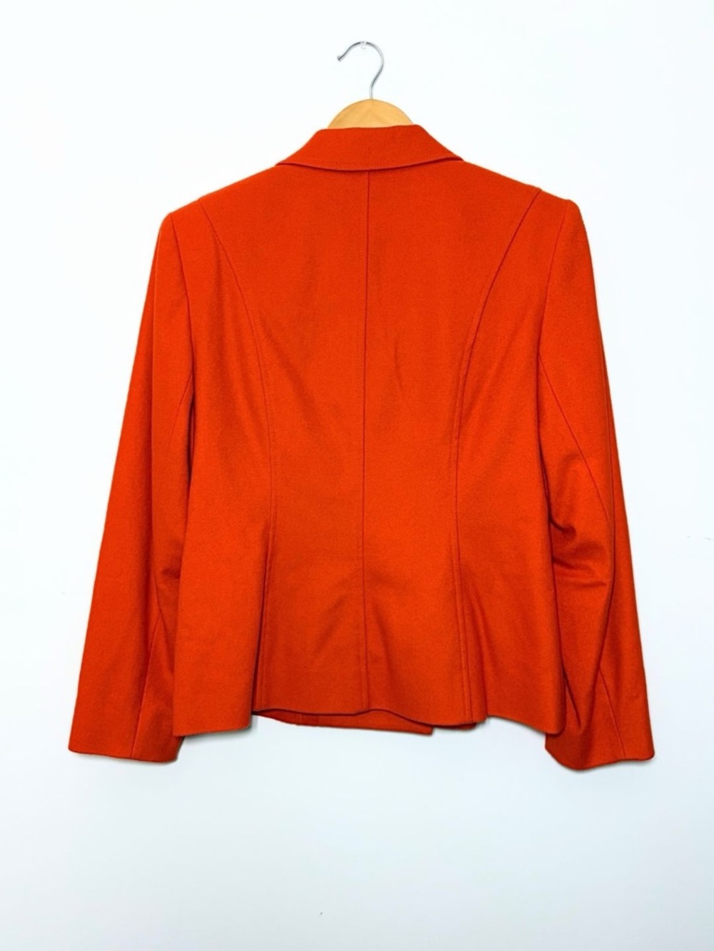 Lambswool Vintage Statement Coat. Louben Double Breasted Orange Jacket Size 10 - Picture 4 of 13